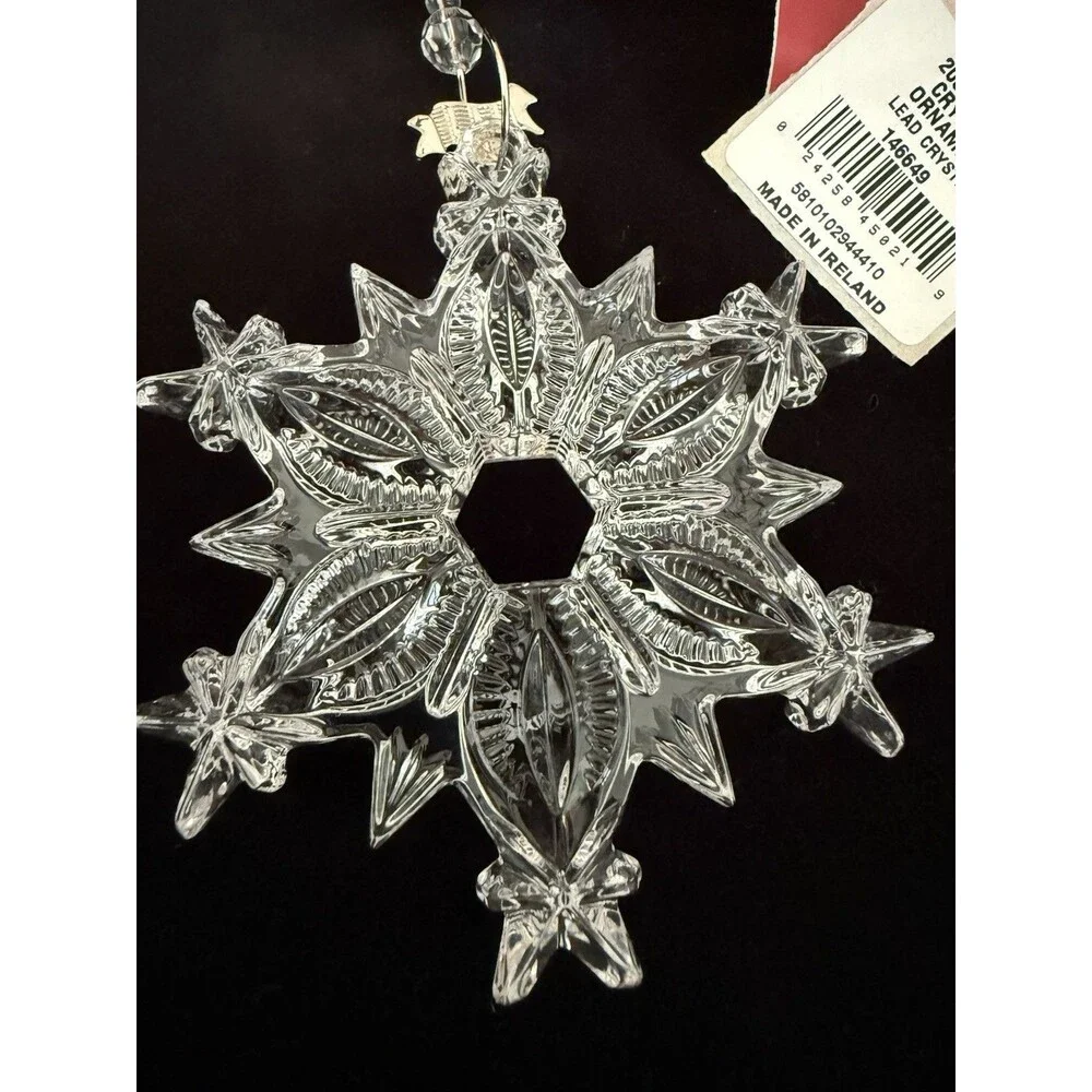 Waterford Crystal Snow Flake Pierced 2008 Christmas Ornament Enhancer 3.5in